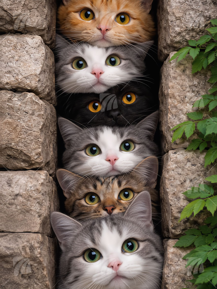 Katzen im Mauerwerk